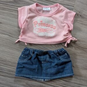 Build A Bear Princess Outfit Jean Skirt Like New Fits Most